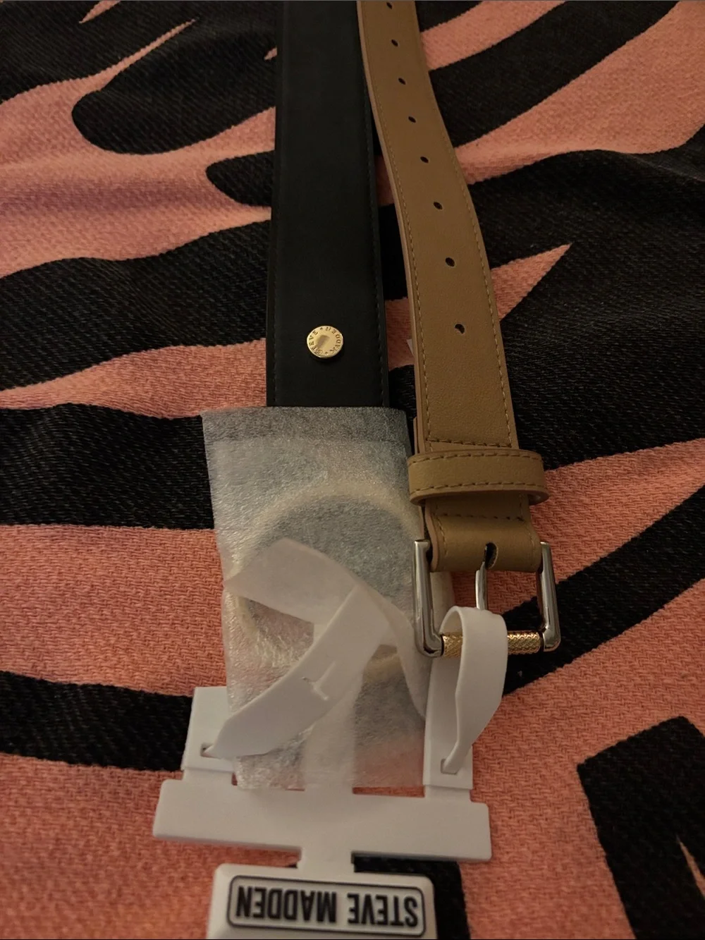 2 Steve Madden Leather Belts in Black and Brown/Tan